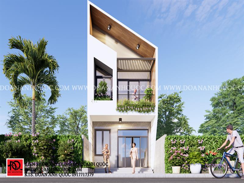 Thiết kế nhà Phan Thiết, Xây nhà trọn gói Phan Thiết, Thi công nhà trọn gói Phan Thiết, Thiết kế Thi công nội thất Phan Thiết Bình Thuận, Công ty Xây dựng Bình Thuận, Thiết kế nhà Bình Thuận, Xây nhà trọn gói Bình Thuận. Thiết kế nhà Phan Thiết – Nhà phố 2 tầng mái xéo hiện đại – MS 42